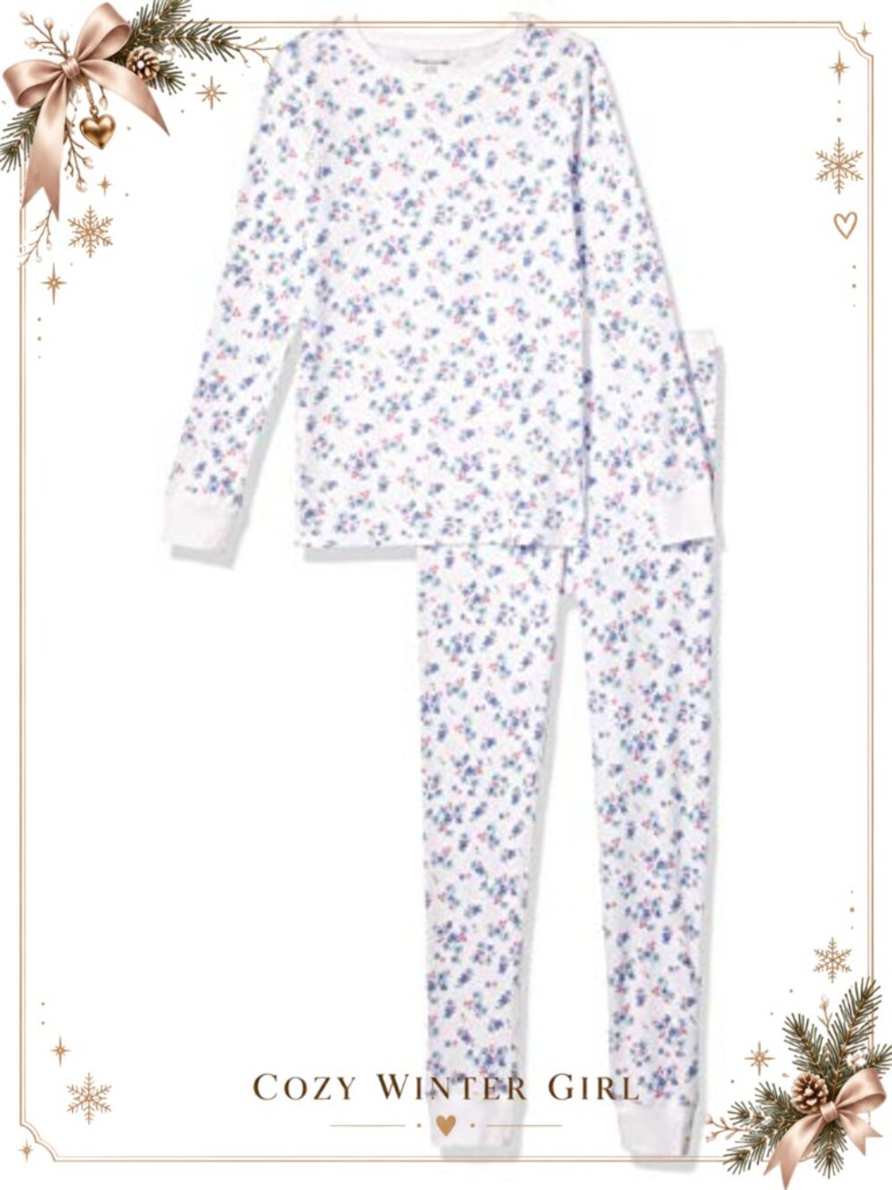Waffle Knit Snug Fit Pajama Set Soft Ribbed Cuff Sleepwear Lounge Set